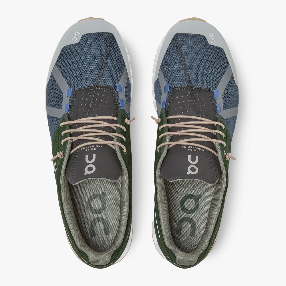 Men's On Running Cloud Trainers Green Blue | HHO1369HF