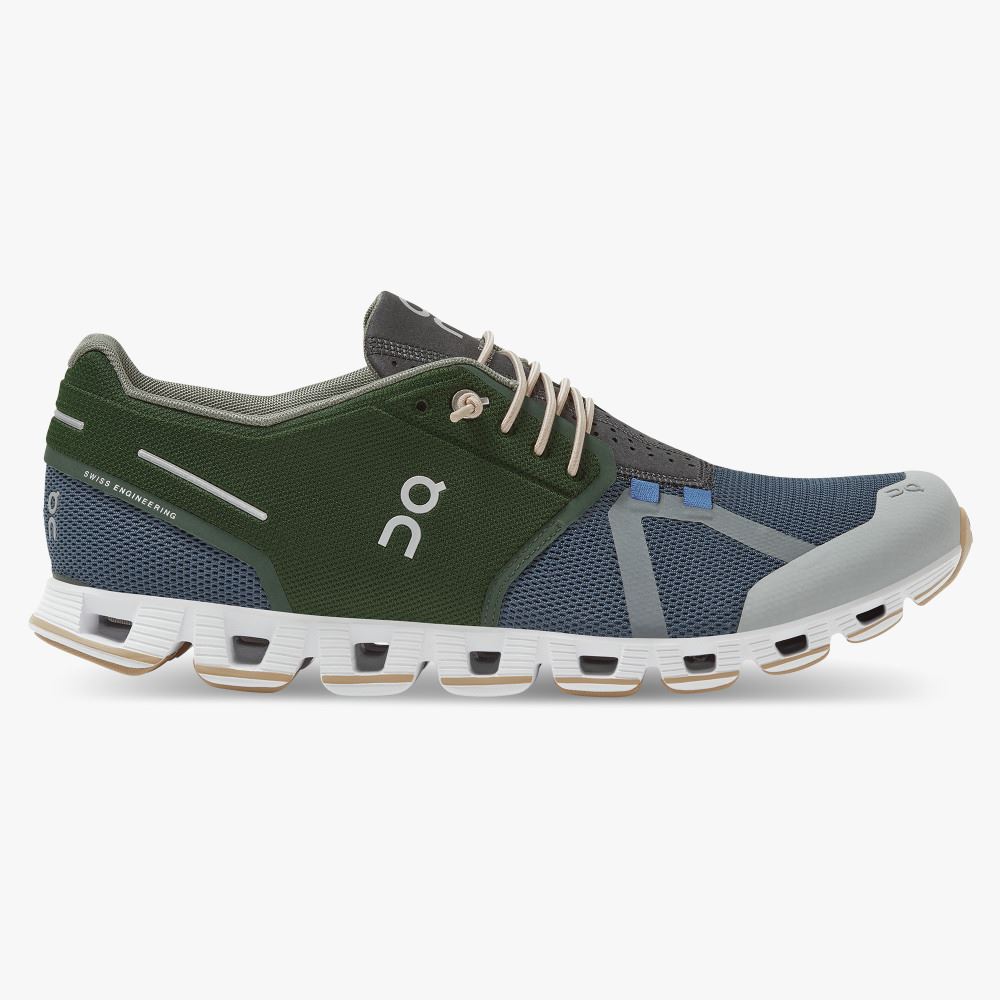 Men\'s On Running Cloud Trainers Green Blue | HHO1369HF