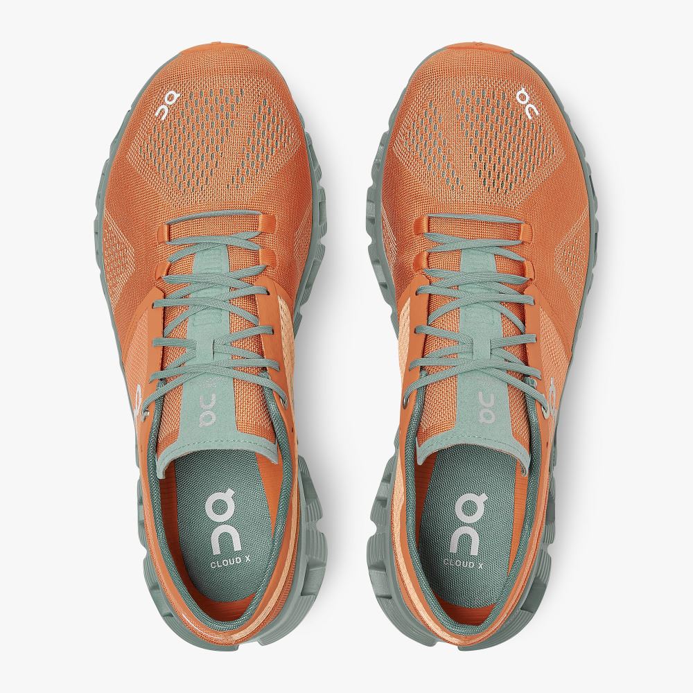 Men's On Running Cloud X Road Running Shoes Orange | ANG619TF