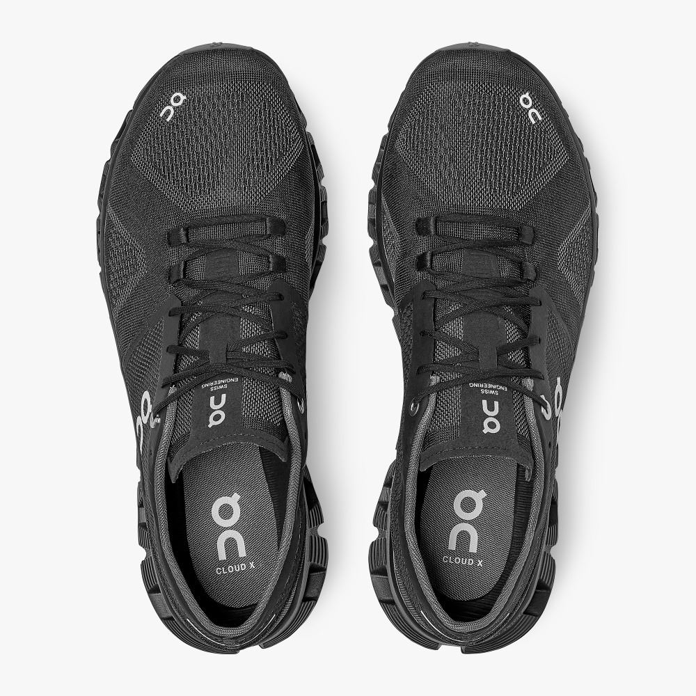 Men's On Running Cloud X Road Running Shoes Black | MTS2723HP