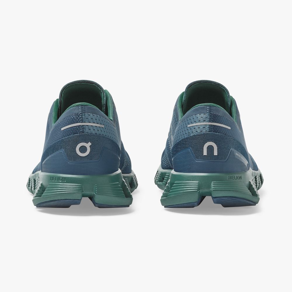 Men's On Running Cloud X Road Running Shoes Blue Green | ZJY2541KK