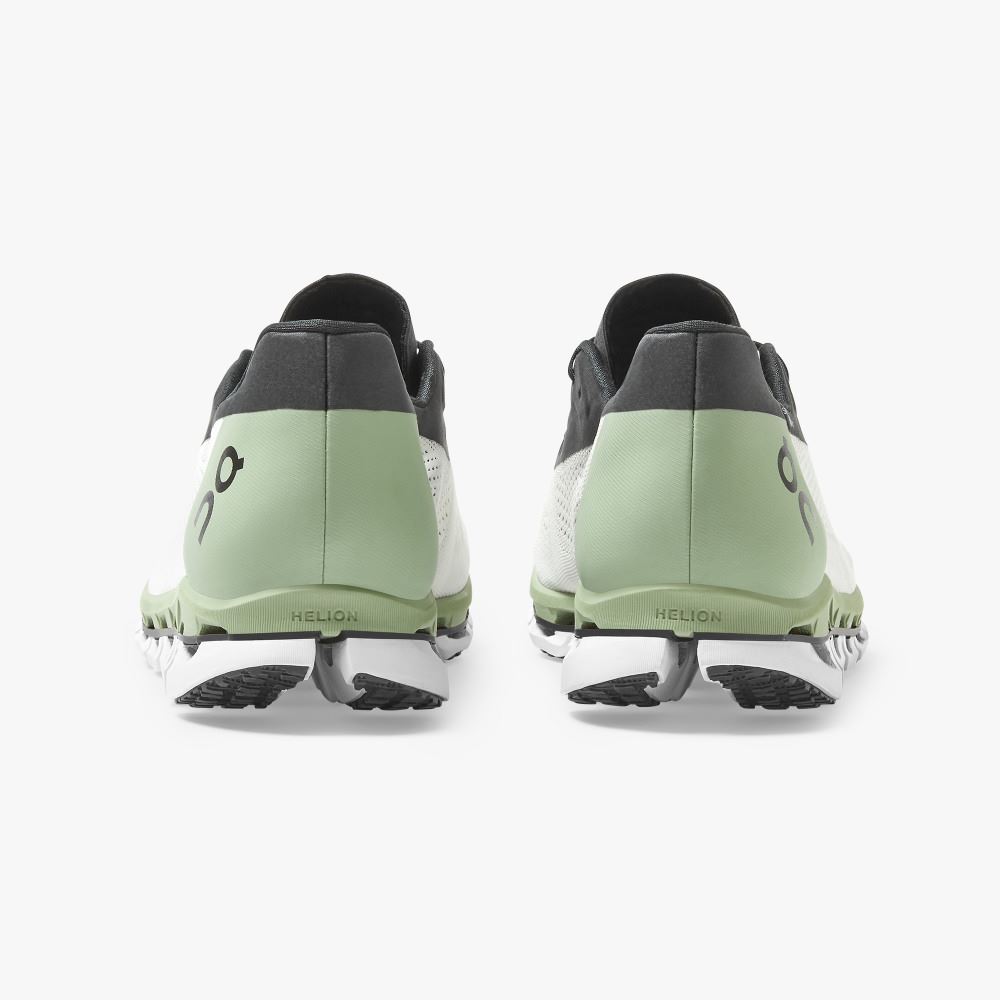 Men's On Running Cloudboom Road Running Shoes White Green | AWI7579TW