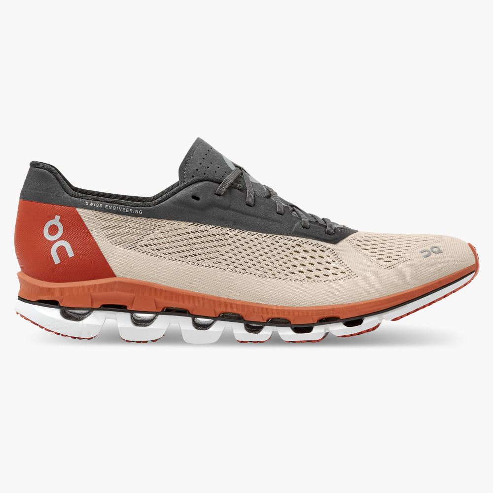 Men\'s On Running Cloudboom Road Running Shoes Khaki Coral | HTX146NS