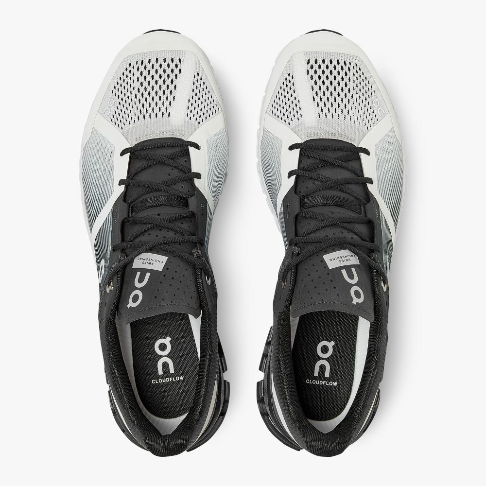 Men's On Running Cloudflow Road Running Shoes Black White | YGX9735GV