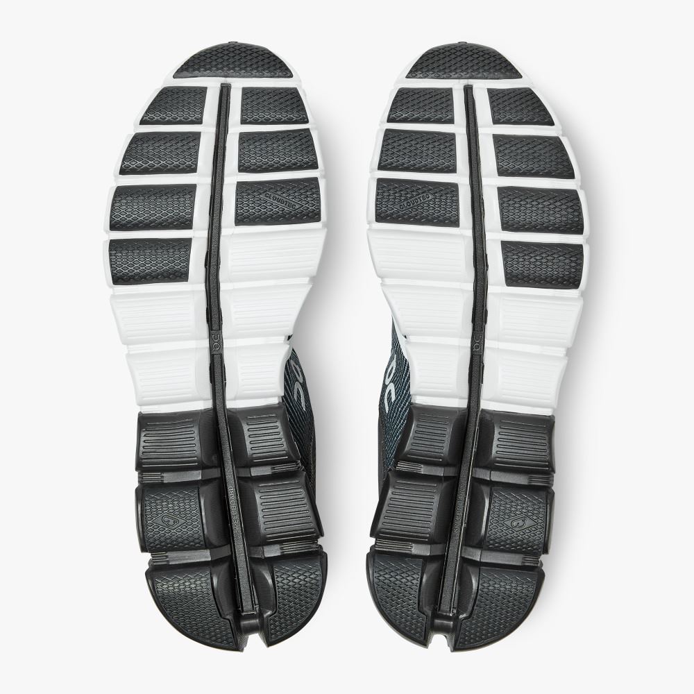 Men's On Running Cloudflow Road Running Shoes Black White | YGX9735GV