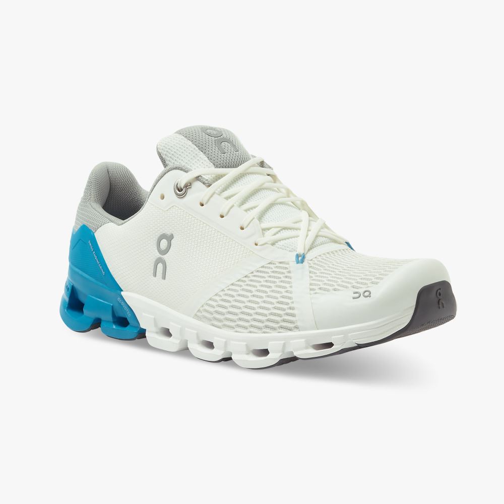 Men's On Running Cloudflyer Road Running Shoes White Blue | KVU8496PH