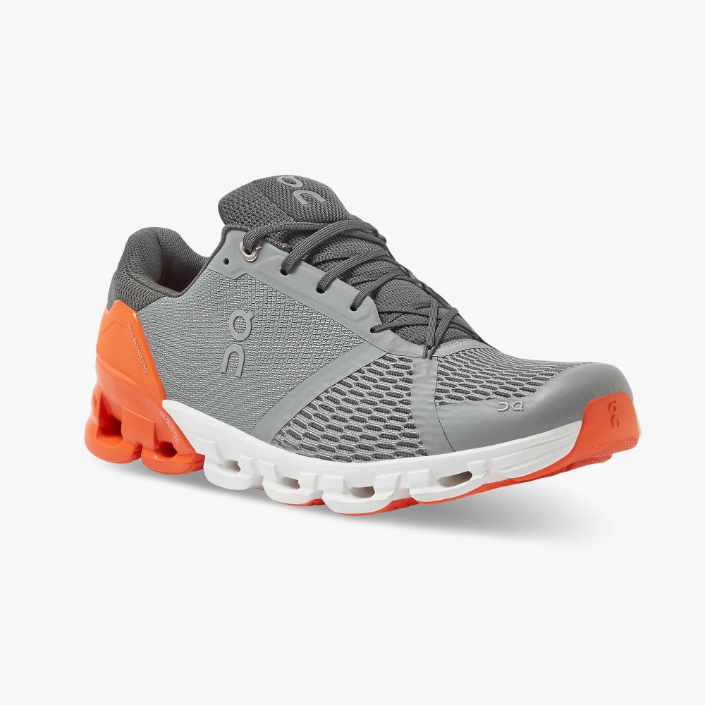 Men's On Running Cloudflyer Road Running Shoes Grey Orange | YEN9073GD