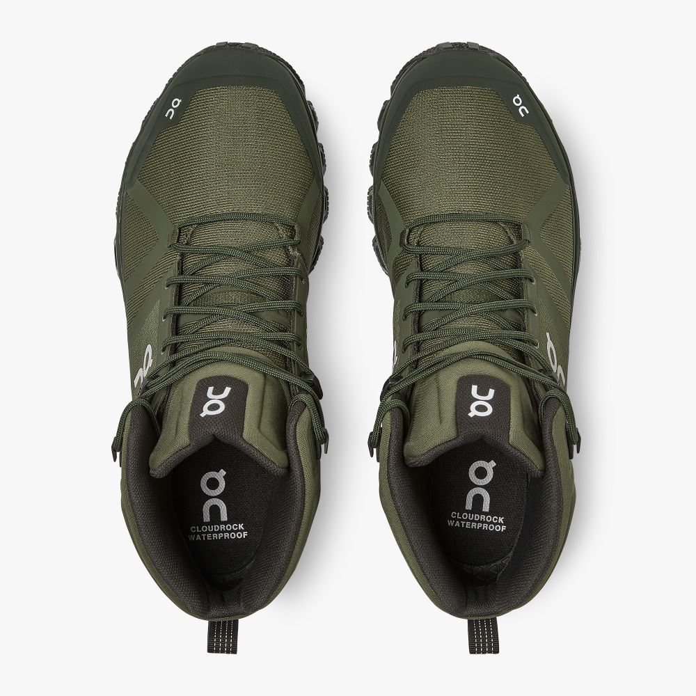 Men's On Running Cloudrock Hiking Shoes Olive | QZN909YF