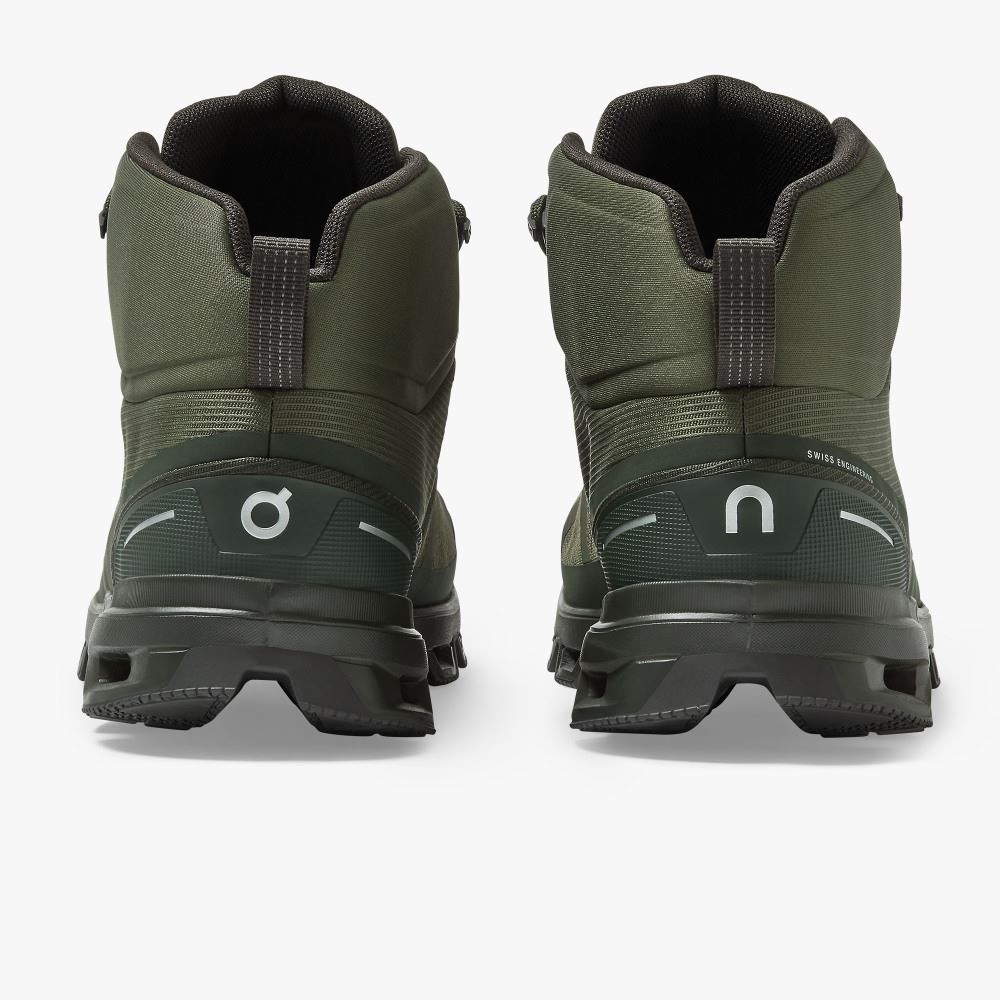 Men's On Running Cloudrock Hiking Shoes Olive | QZN909YF