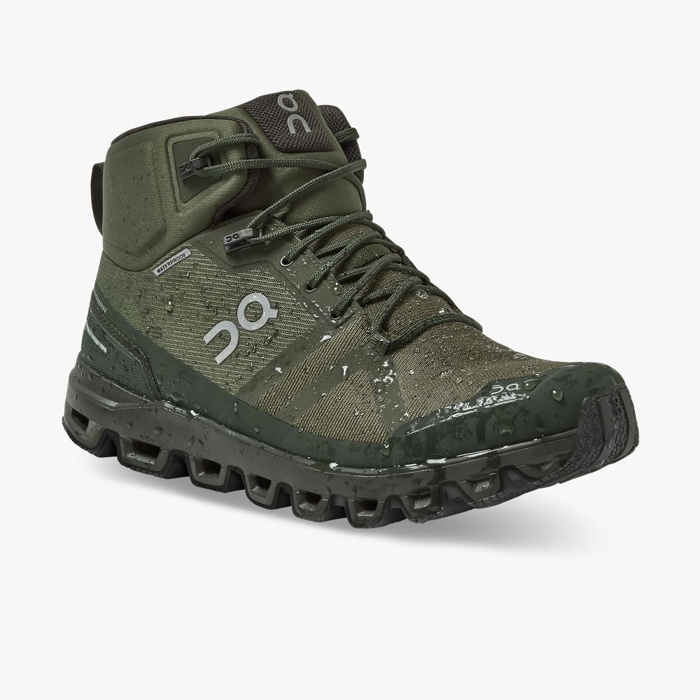 Men's On Running Cloudrock Hiking Shoes Olive | QZN909YF