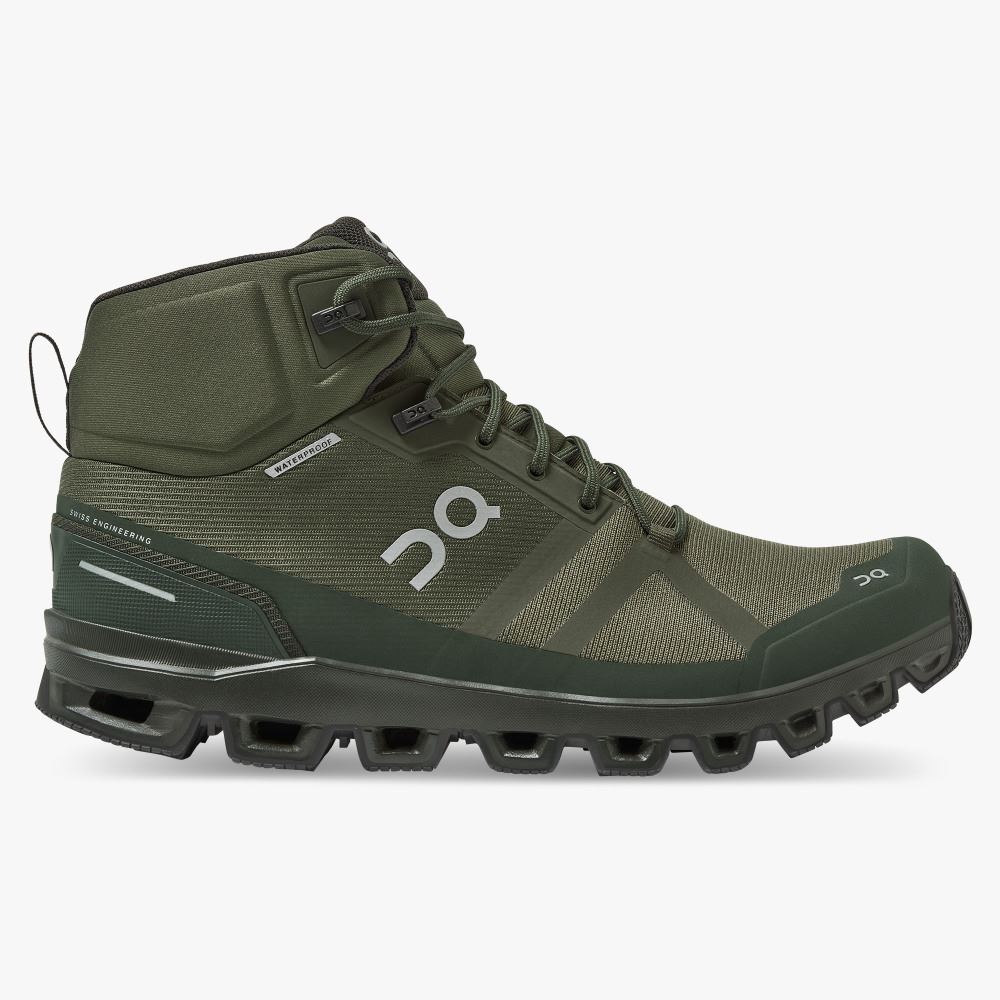 Men\'s On Running Cloudrock Hiking Shoes Olive | QZN909YF