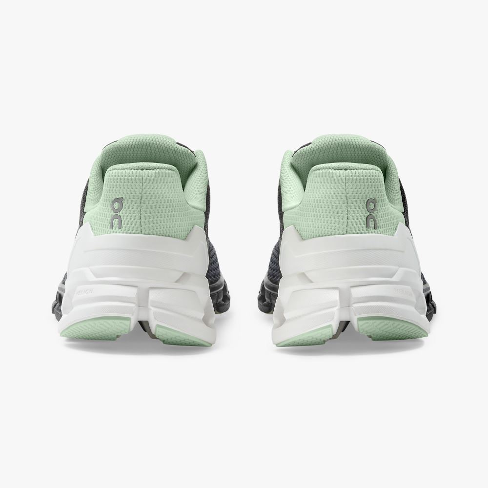 Women's On Running Cloudflyer Road Running Shoes Black White Green | FQA4542VH