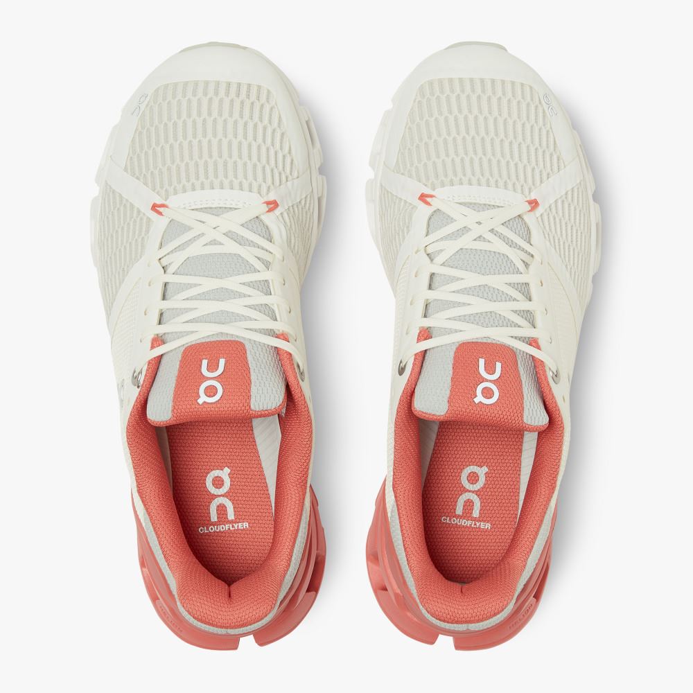 Women's On Running Cloudflyer Road Running Shoes White Coral | XDK5582XH